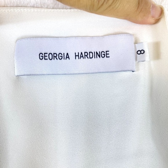 Georgia Hardinge Midi Evening Dress Sz 8 White Pleated Cocktail Date - Picture 7 of 11